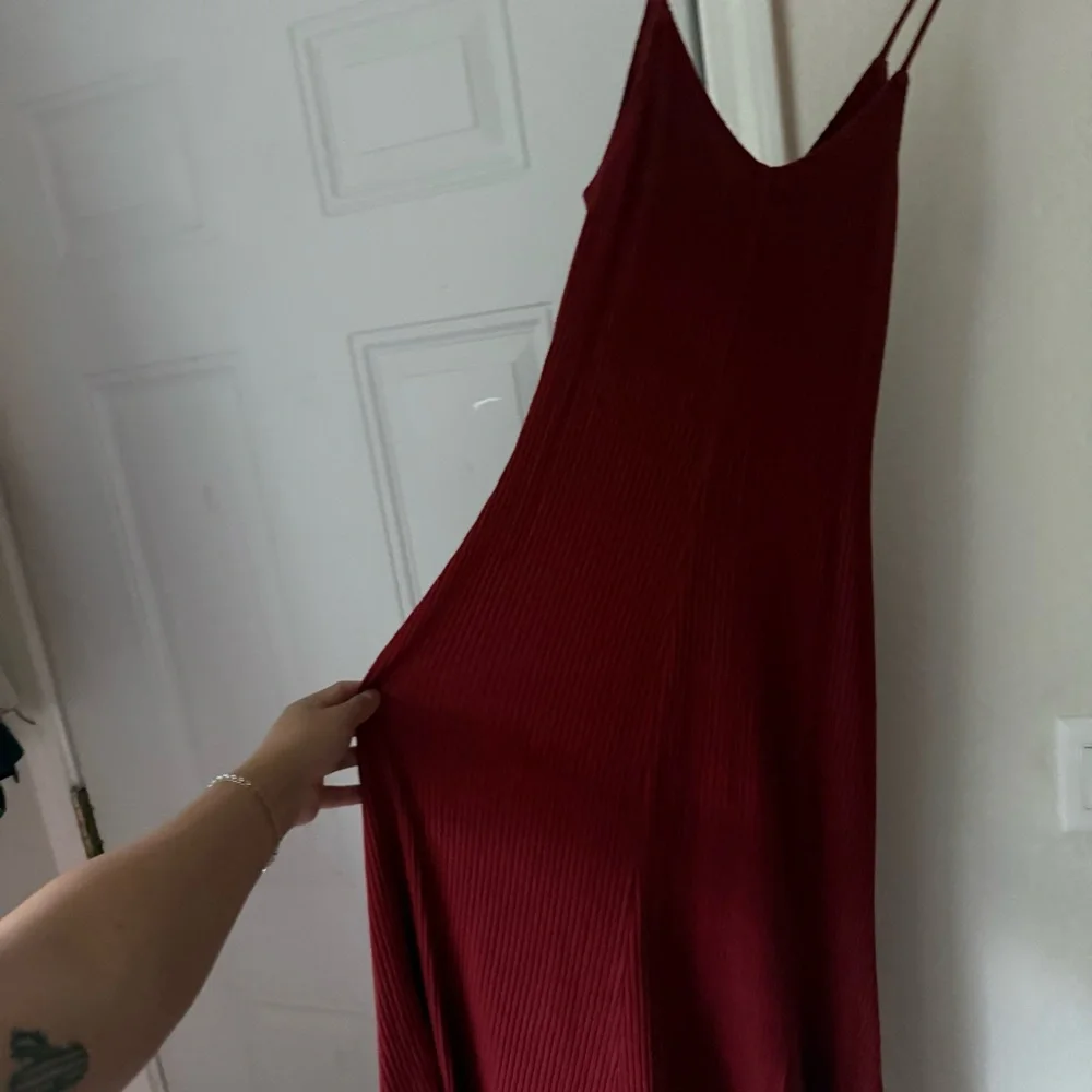 REFORMATION rust red modal spandex rib ribbed button up midi dress - Picture 4 of 6